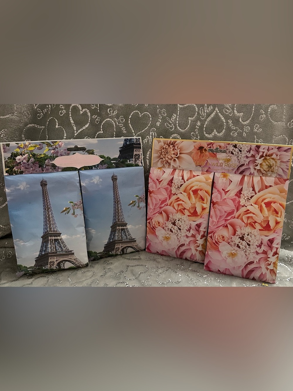 NWT Floral French Lavender & Lilac Wild Rose Decorative Sachet Set for Linens